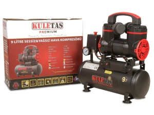 Kuletaş Premium 9 Litre Sessiz Yağsız Hava Kompresörü 1,2 Hp (İtalyan Tasarım)