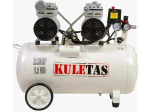 Kuletaş Süper Sessiz Yağsız Kompresör 60 Litre Çift Motor 2 Hp