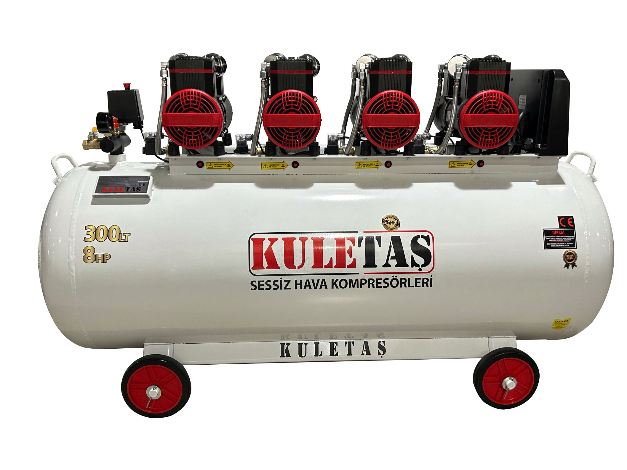 Kuletaş 300 Litre 8 HP Sessiz & Yağsız Premium Kafa Hava Kompresörü